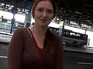 Eurobabe fucked in bus station for cash