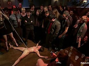 People watch at the tied up girl who gets fucked rough